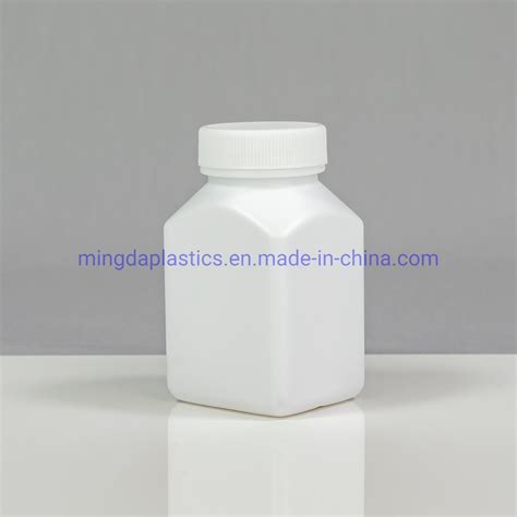 Ml Hdpe Square Medicine Bottle Crc Flip Top Cap Tablets Container