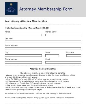 Fillable Online Attorney Membership Form Fax Email Print Pdffiller