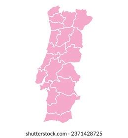 Silhouette Colored Pink Portugal Map Stock Vector Royalty Free