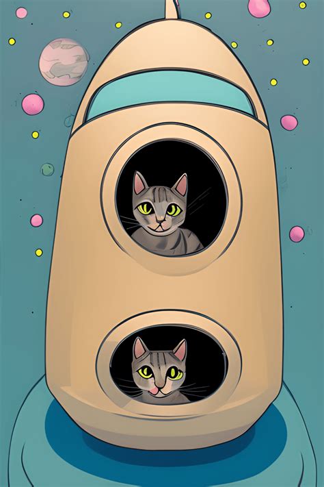 Cat In A Spaceship Digital Graphic · Creative Fabrica