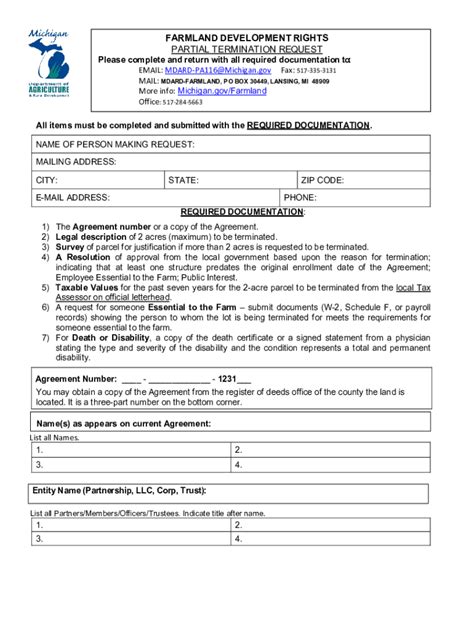 Fillable Online Farmland Preservation Partial Termination Request Form