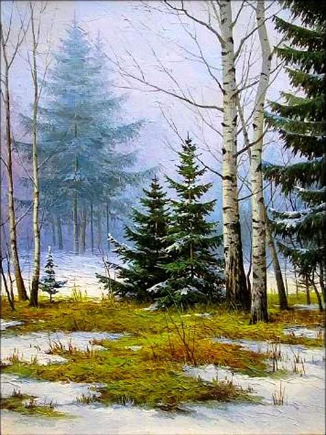 Winter Wonderland A Painting Of Trees In The Snow