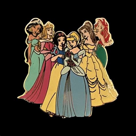 Disney Princess Group Pin Cinderella Belle Aurora Jasmine Ariel Snow