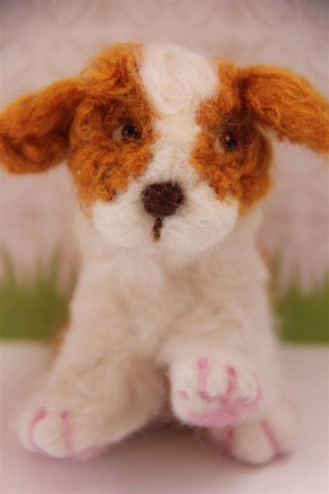 Miniature Needle Felted Puppy Dog Brown And White Playful Etsy