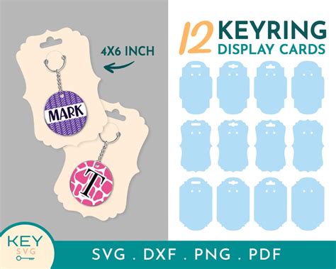 Keychain Display Card Svg Keyring Display Card Template Etsy