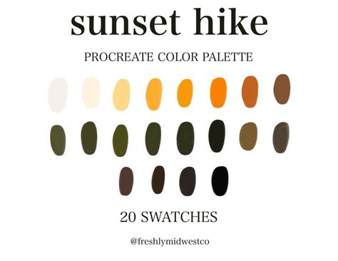 Sunset Hike Procreate Color Palette Ipad Procreate Color Swatches