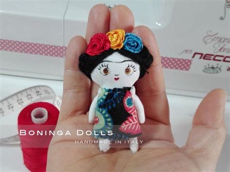 Frida Kahlo 6 5cm Cloth Doll By Boninga Dolls Necklace Miniature