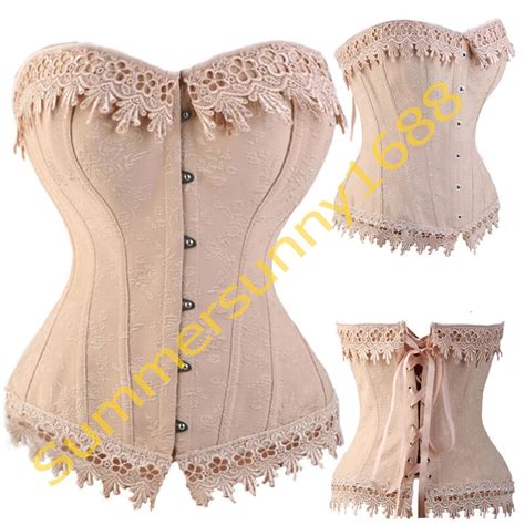 Women Sexy Lace Up Boned Overbust Corset Bustier Top New Shaper Plus