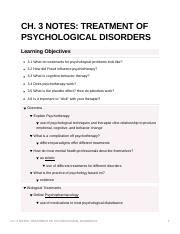 Ch Notes Treatment Of Psychological Disorders Pdf Ch Notes