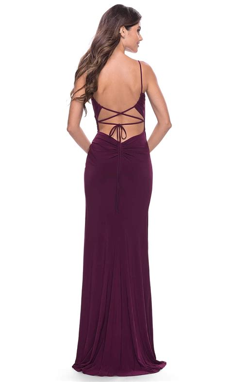 La Femme 31078 Ruched Sheath Classic Prom Dress Couture Candy