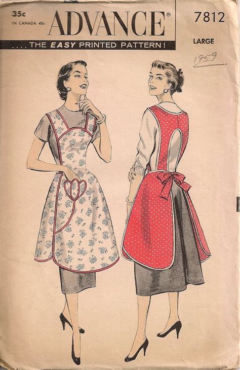 Vintage 1950s Apron Pattern Advance 7812 By Sewpatterns On Etsy