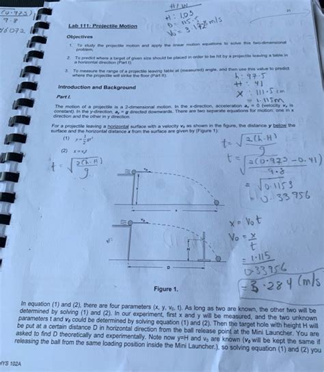 L Lab Projectile Motion H Chegg