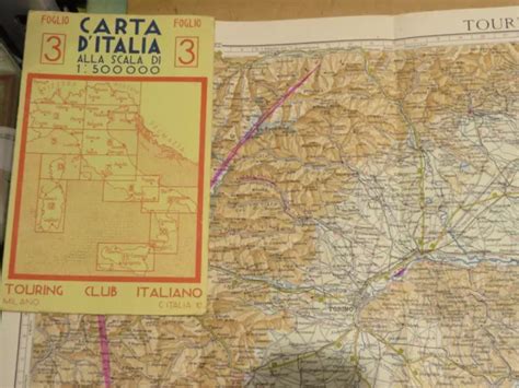 Vecchia Mappa Carta Geografica Epoca Fascista Tci Parma Cuneo