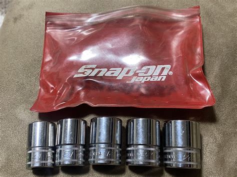 【やや傷や汚れあり】スナップオン Snap On 12 Twm ショートソケット 5本セット 24mm 22mm 21mm 19mm