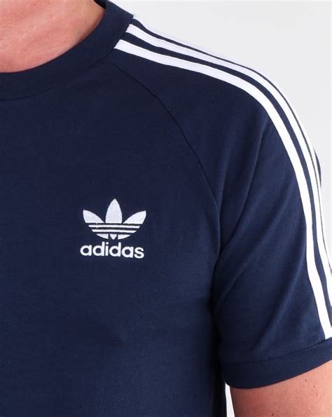 Adidas Originals 3 Stripes T Shirt Navy Mens Cotton Trefoil Tee