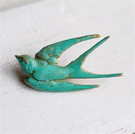 Swallow Bird Brooch Bird Pin Swallow Jewelry Green Brooch Turquoise