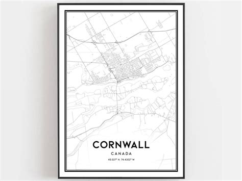 Cornwall Map Print Cornwall Map Poster Wall Art Cornwall City Map