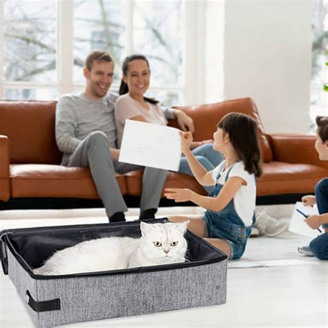 Bac Liti Re De Voyage Pliable Pour Chat Avec Couvercle Chatounette