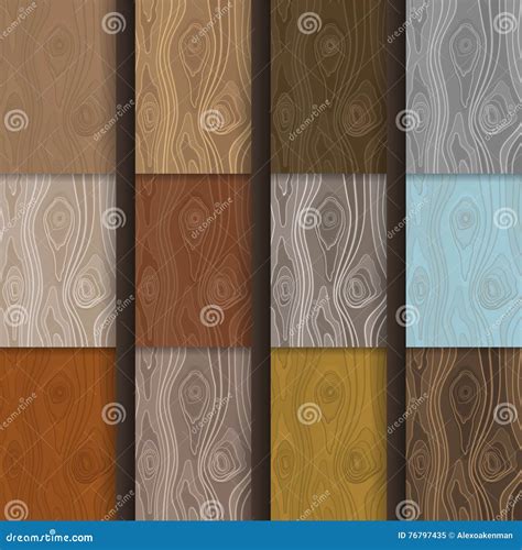 Wooden Textures Of Tree Bark Woodpile And Boards Cartoon Vector