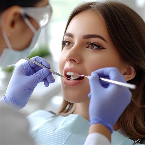 Premium Photo A Woman Getting Her Teeth Checked By A Dentist