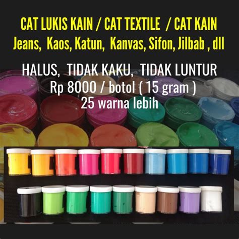 Jual Cat Kain Textile Sepatu Canvas Ml Dan Ml Cat Lukis Kain Cat