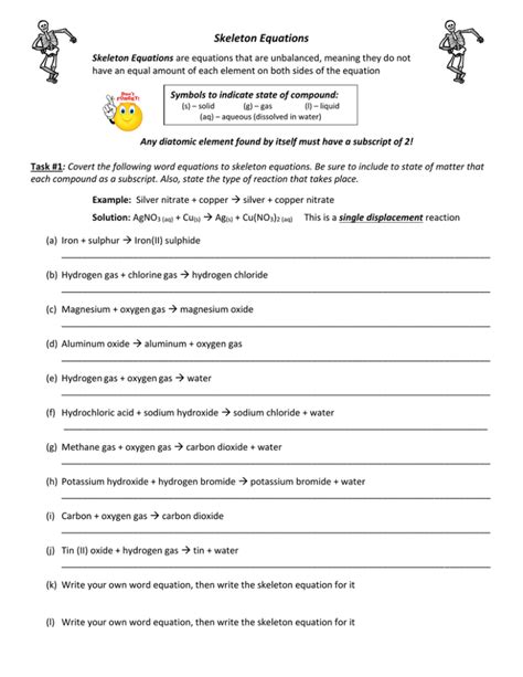 Converting Word Equations To Chemical Worksheet Tessshebaylo