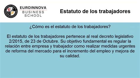 Estatuto De Los Trabajadores Web Oficial Euroinnova