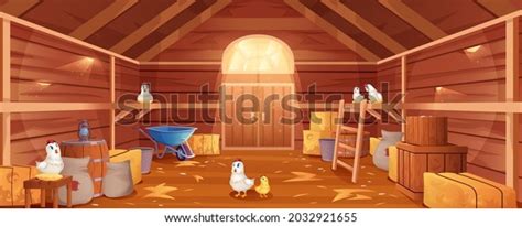 Cartoon Barn Interior Chickens Straw Hay Stock Vector (Royalty Free) 2032921655 | Shutterstock