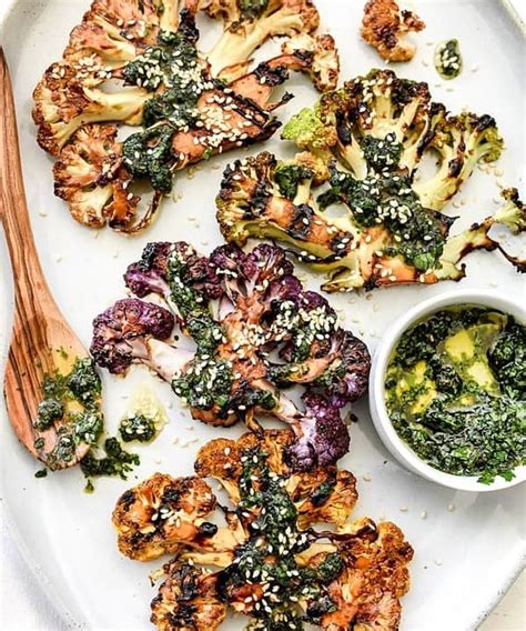 Grilled Teriyaki Cauliflower Steaks With Asian Gremolata Punchfork