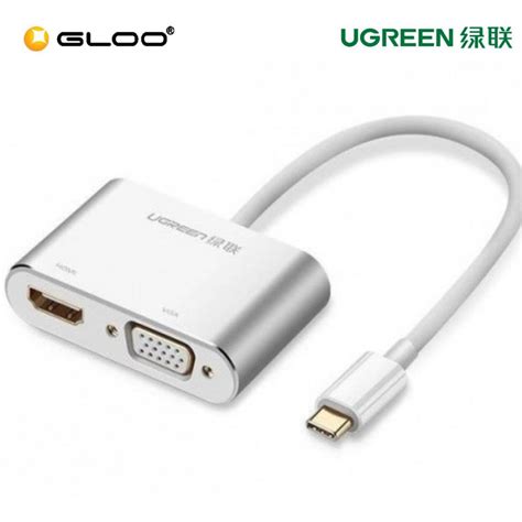 UGREEN USB C To HDMI VGA Converter Aluminum Case Sliver 50317