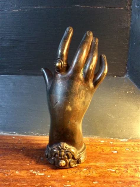 Genuine Antique 19th C French Solid Bronze Ladies Hand Ring Holder Paperweight £107 55