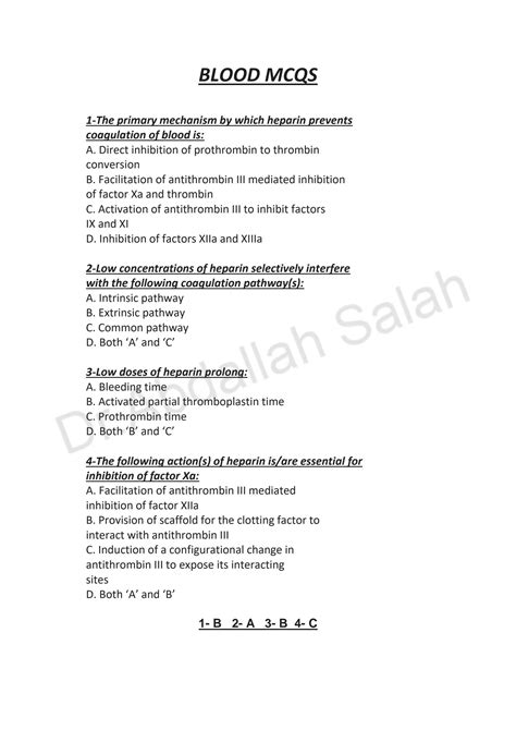 Solution Mcqs Pharma Blood Studypool