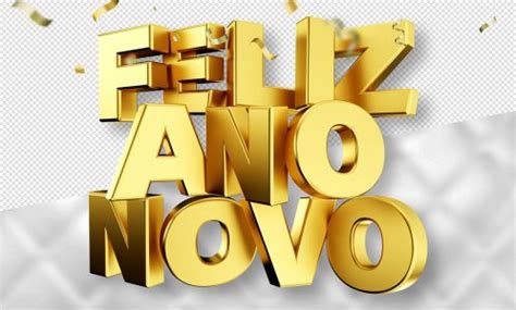 Texto 3D Feliz Ano Novo Dourado Para Composição PSD download Designi