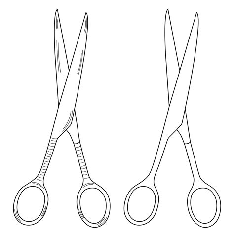 Outline silhouette sketch scissors, shears, pair of scissors. Medical ...