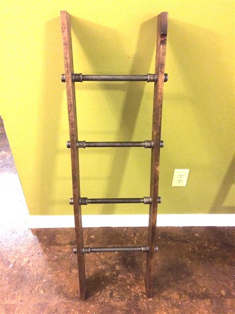 4 Industrial By Pipe And Wood Blanket Ladder Wood Quilt Ladder