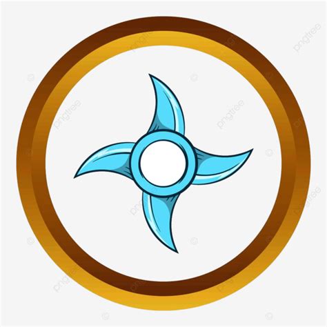 Icono De Vector De Arma Estrella Ninja Shuriken En Círculo Dorado PNG