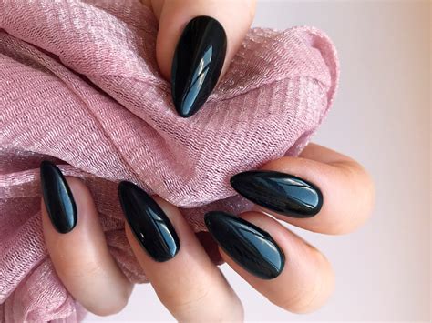 Black Almond Acrylic Nails