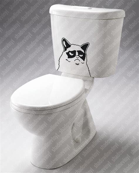 Grumpy Cat Toilet Vinyl Decal Sticker Funny Meme Angry Bathroom Humor