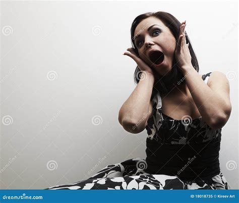Studio Photo Of Beautiful Emotional Brunette Stock Image Image Of Luxury Fashionable