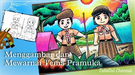 Menggambar Dan Mewarnai Tema Pramuka How To Draw Scout For Beginner