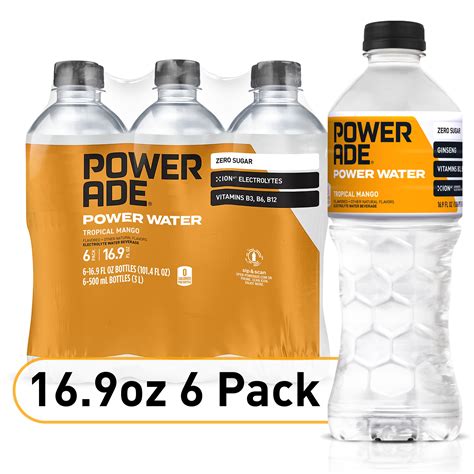 powerade power water tropical mango  sugar  calorie fl
