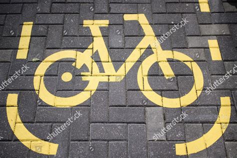 Yellow Bicycle Sign Seen During Press Editorial Stock Photo Stock