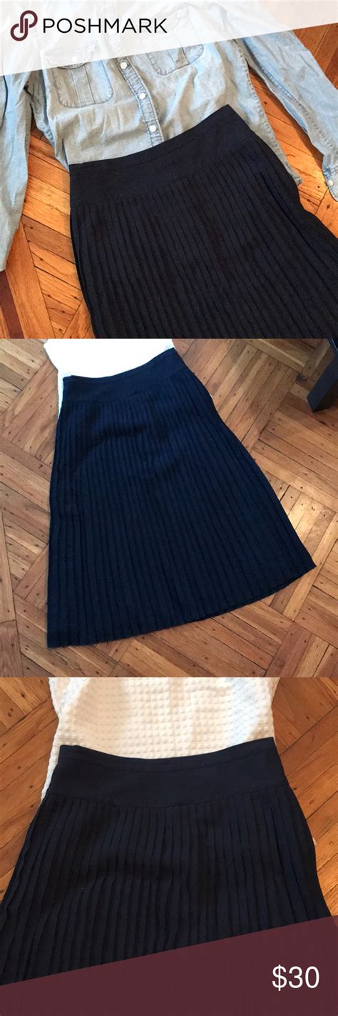 J Crew Factory Pleated Midi Skirt Navy Blue Pleated Midi Skirt