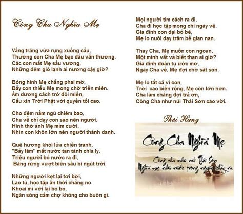 Thơ Thái Hưng CÔng Cha NghĨa MẸ Thơ Hội Ái Hữu Cựu Học Sinh Ngô