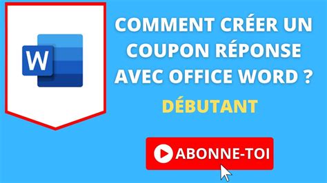 Comment Cr Er Un Coupon R Ponse Avec Office Word Youtube