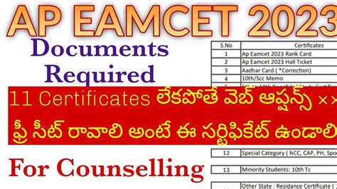 Ap Eamcet Required Documents For