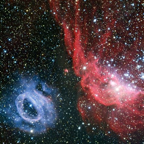 Two Very Different Glowing Gas Clouds In The Large Magellanic Cloud Space And Astronomy