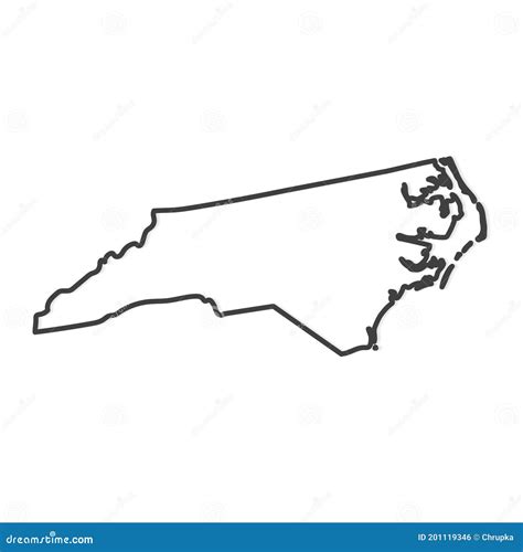 Black Outline Map Of North Carolina US State Stock Vector