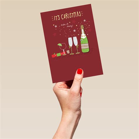 Personalised Merry Christmas Wine Christmas Card Hallmark