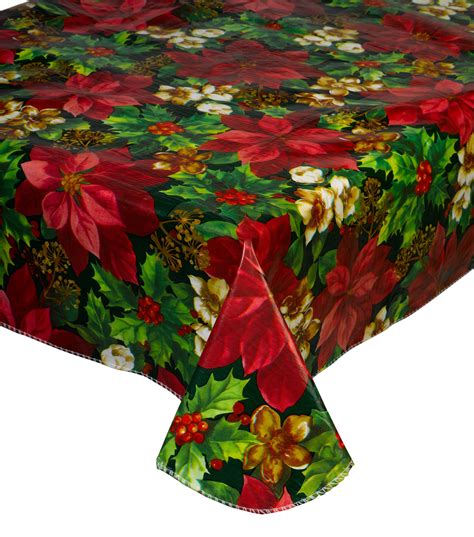 Christmas PVC Tablecloth Flannel Back Festive Xmas Dining Kitchen Table